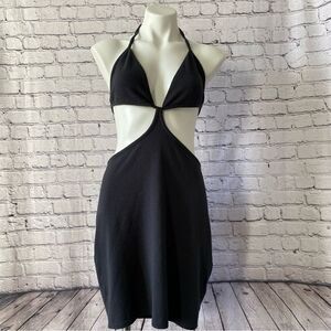 Anthropologie Black Sleeveless Cut Out  Mini Dress size Large NEW